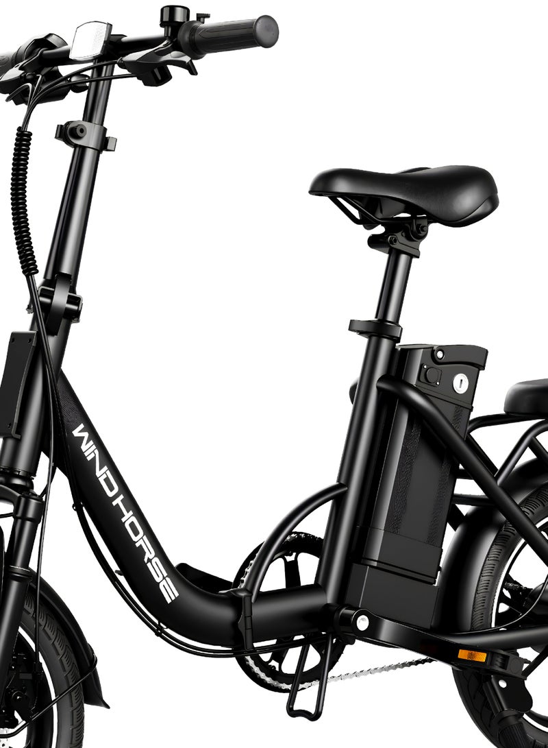 ويندهورس دراجة كهربائية قابلة للطي بمحرك 350 واط عالي السرعة | بطارية 36V 8Ah | سرعة 40 كم/س | مدى 35 كم | فرامل قرصية مزدوجة | إطار من سبائك الكربون | عجلات 16 بوصة | تعليق أمامي | مقعدين - Image 4